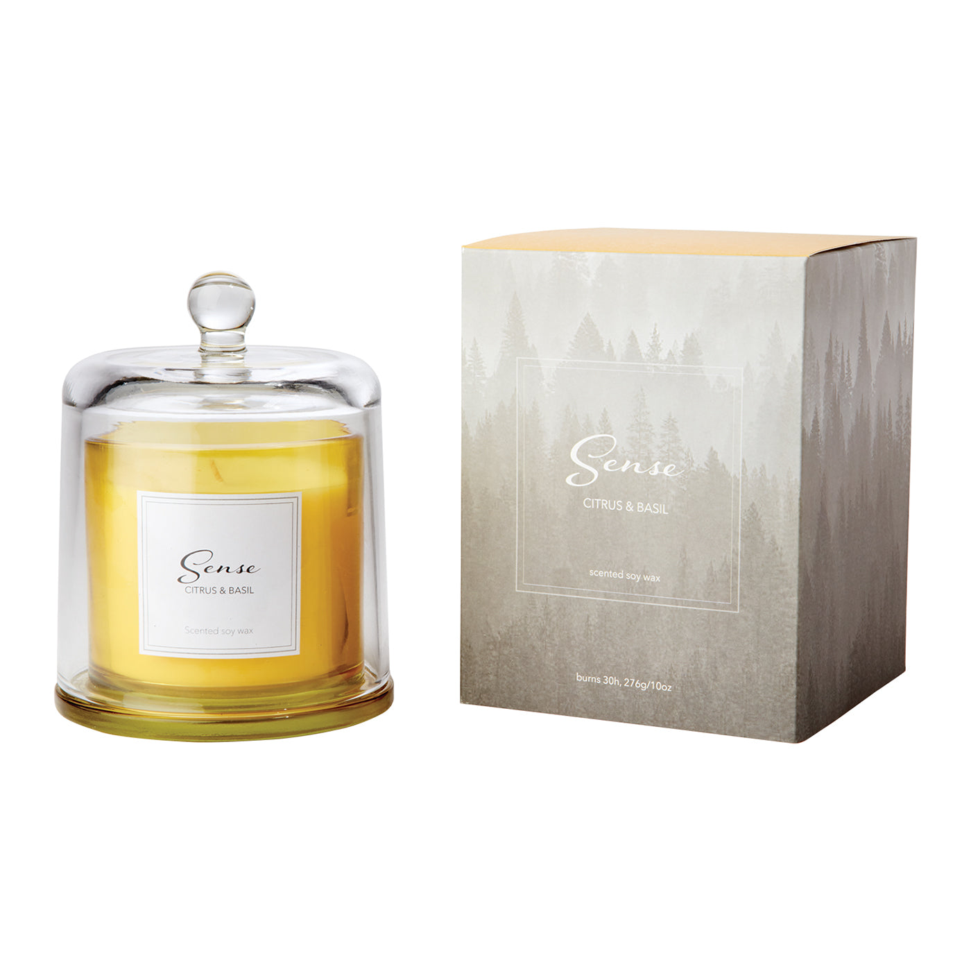 Vela Aromática SENSE Citrus & Basil, Amarilla con Campana