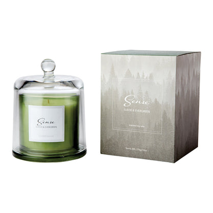Vela Aromática SENSE Suede & Evergreen, Verde con Campana