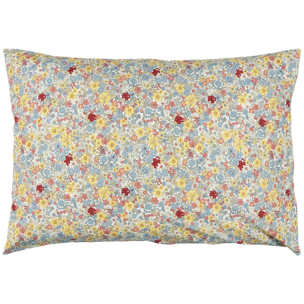 Funda Cojín celeste y amarillo pálido con flores 40x60 cm