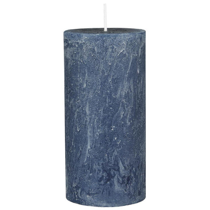 Vela Rústica Azul Oscuro Ø:6.8 H:14 cm