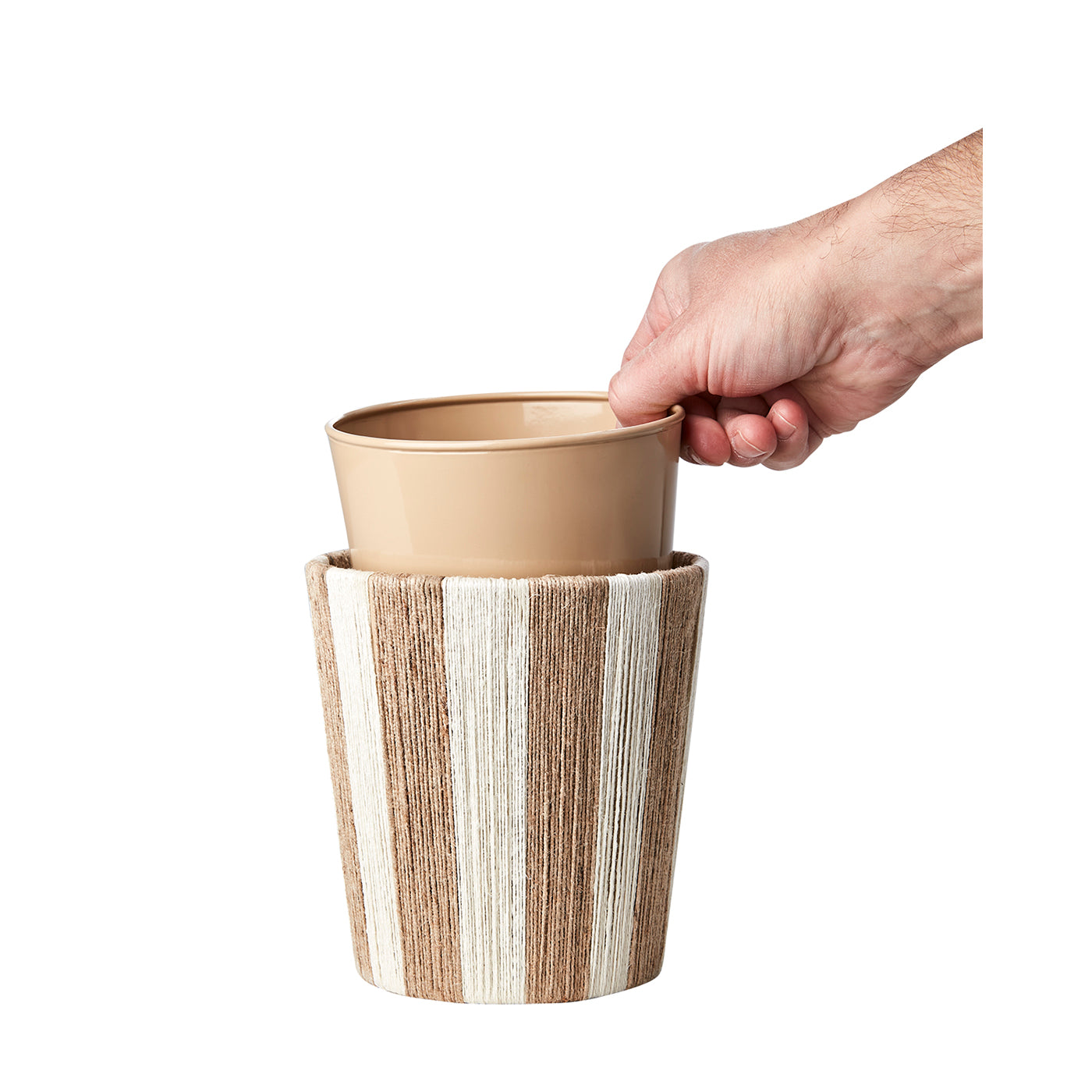 Maceta JULLAN, Marfil/Natural, Ø11/15xH15 cm