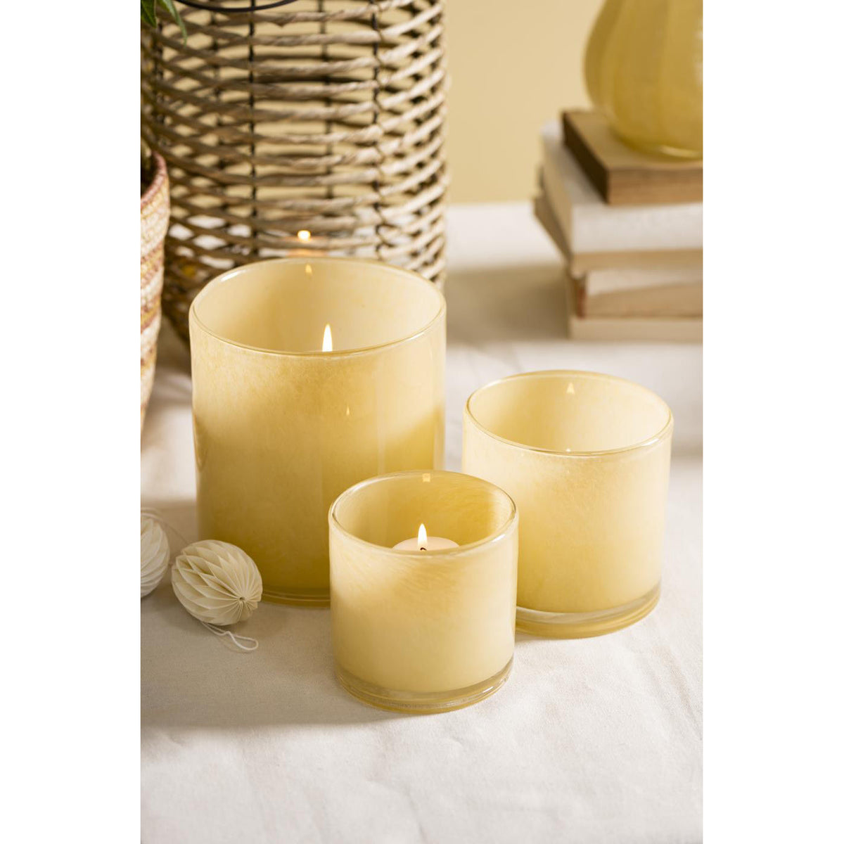 Florero / Pot Venecia Vidrio Amarillo H: 12 cm