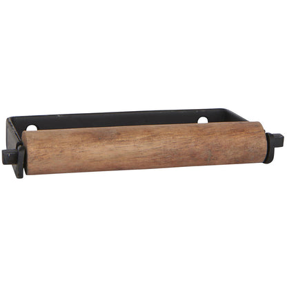 Soporte Papel Higiénico Negro Recto Barra Madera