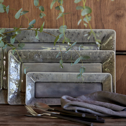 Plato Rectangular Madeira 40 cm Gris