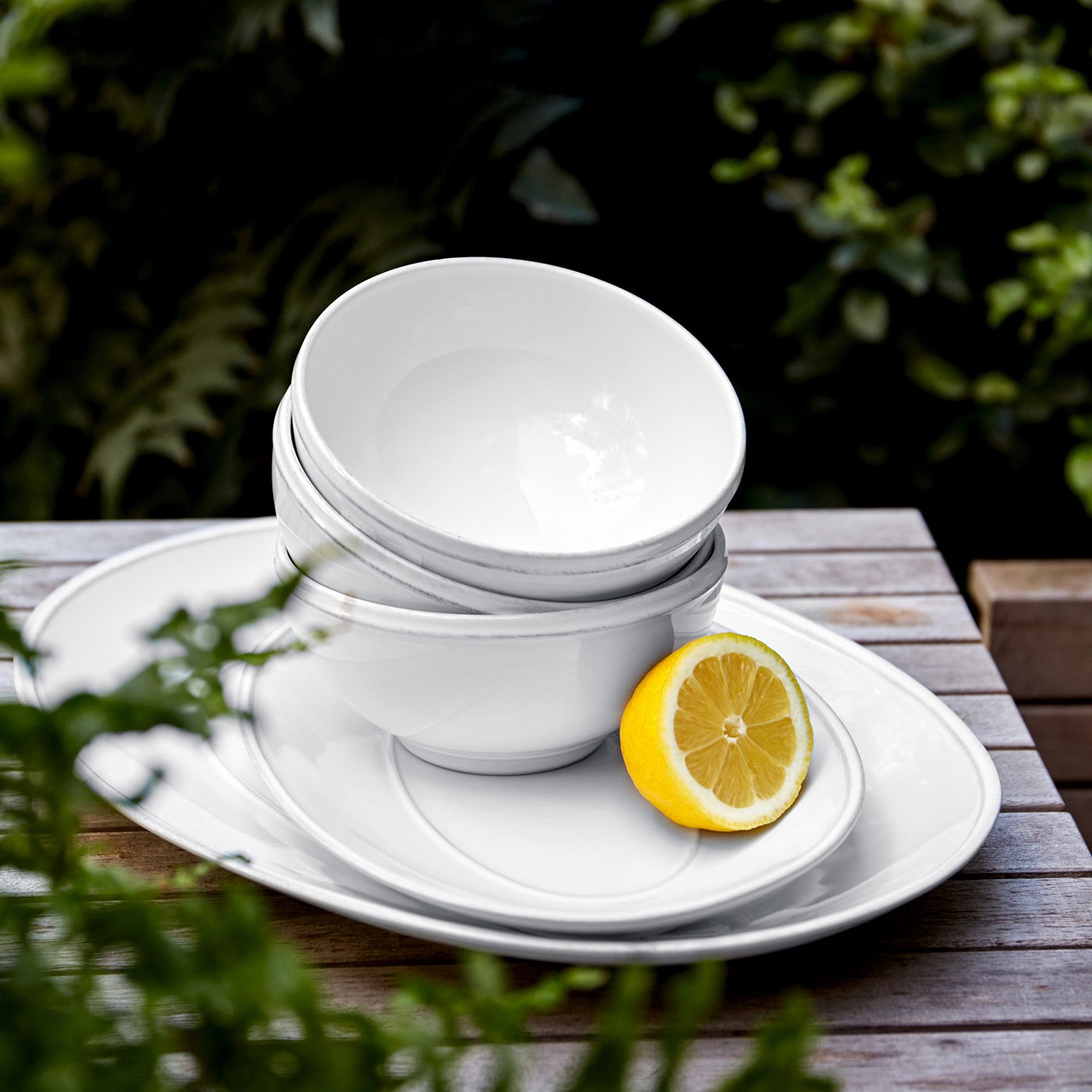 Plato Ovalado Friso 30 cm Blanco
