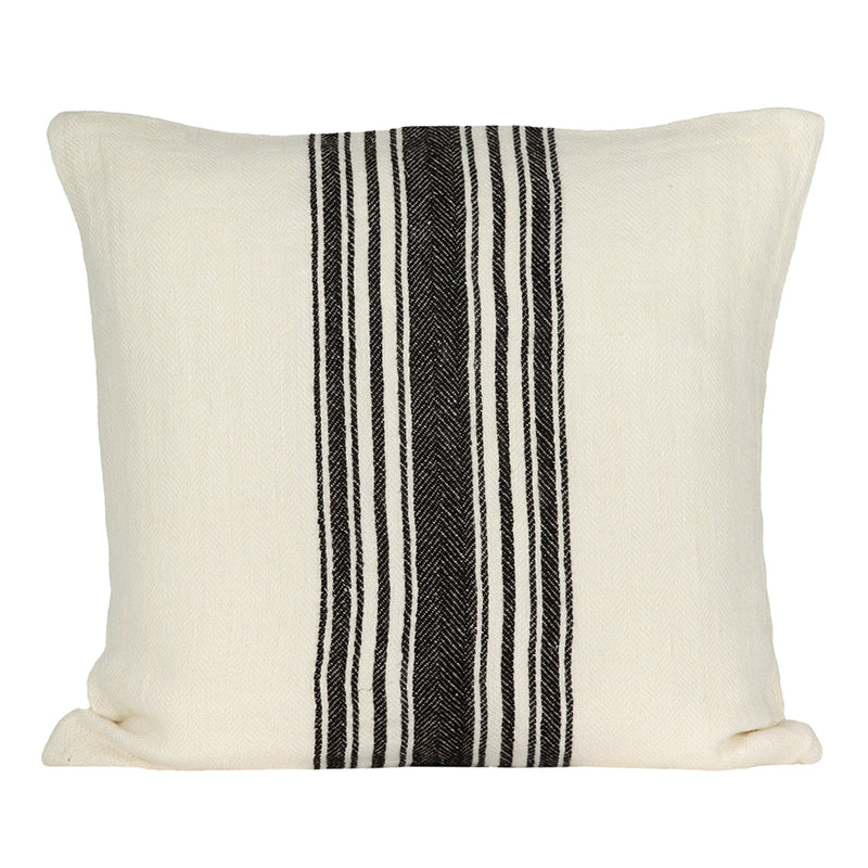 Funda Cojín Lino Amiens Marfil/Negro 50x50 cm