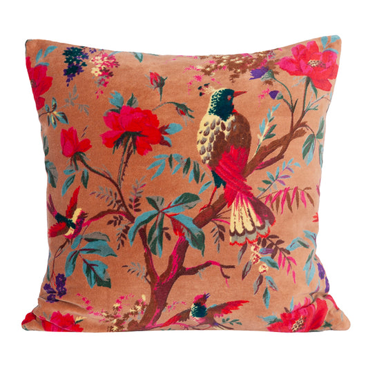 Funda Cojín Velvet Birdy Mocha 45x45 cm