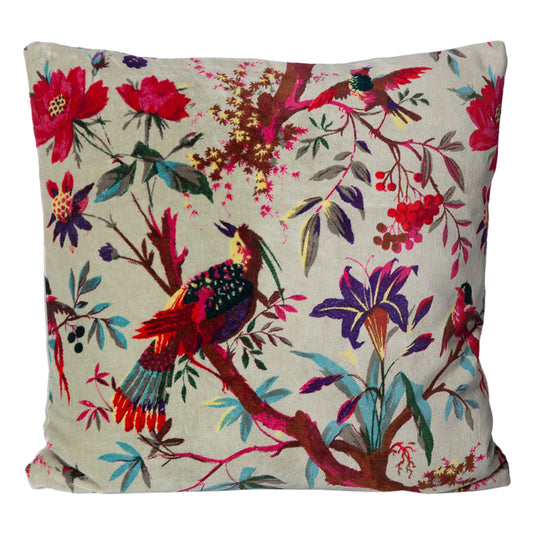 Funda Cojin Velvet Birdy Celadon 45x45 cm