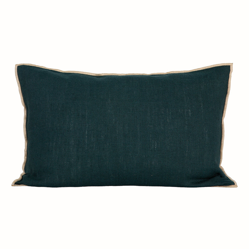 Funda Cojín Lino Chennai Bleu de prusse 40x60 cm