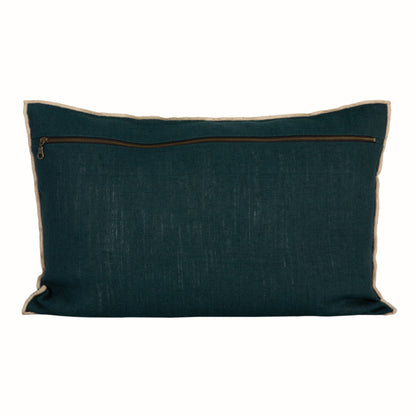 Funda Cojín Lino Chennai Bleu de prusse 40x60 cm