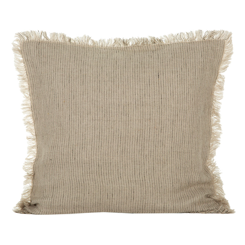 Funda Cojín Lino Dijon Natural/Negro 65x65 cm