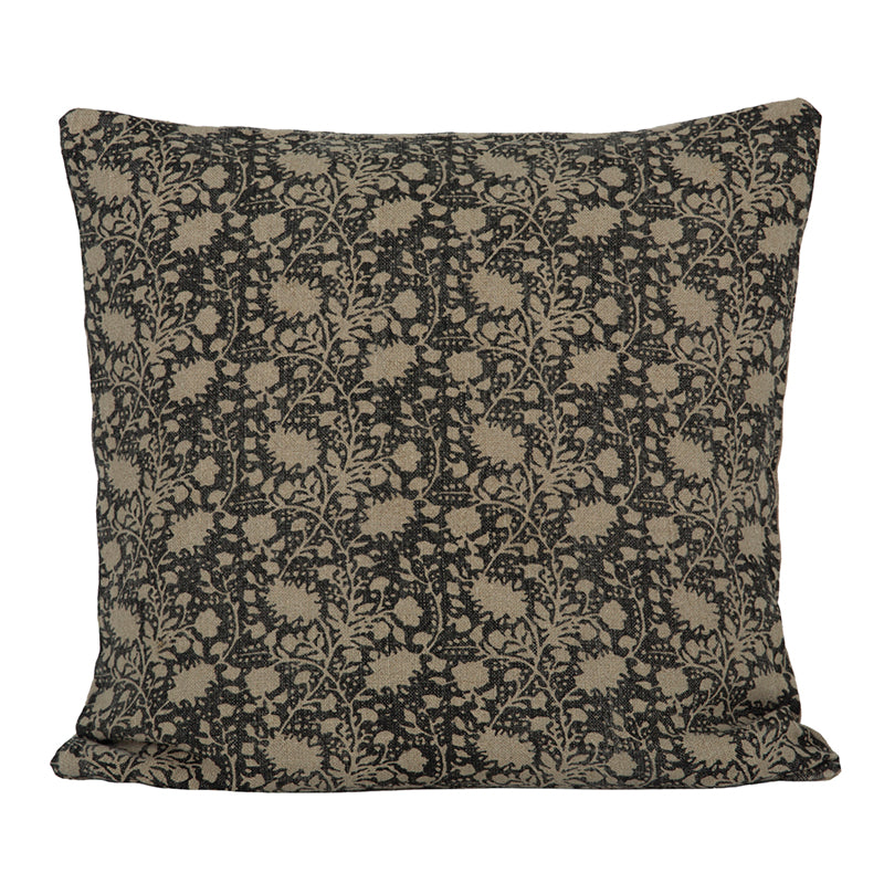 Funda Cojín Lino Nimes Natural/Negro 65x65 cm