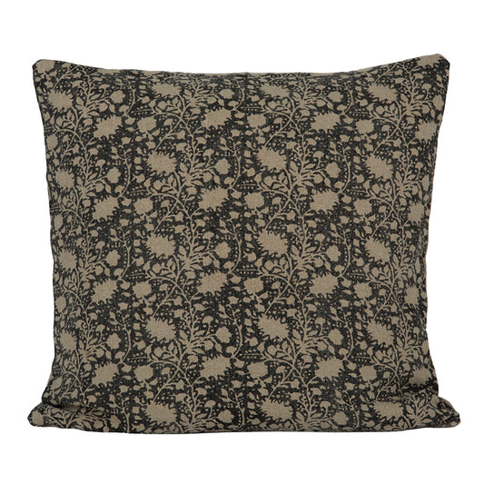 Funda Cojín Lino Nimes Natural/Negro 50x50 cm