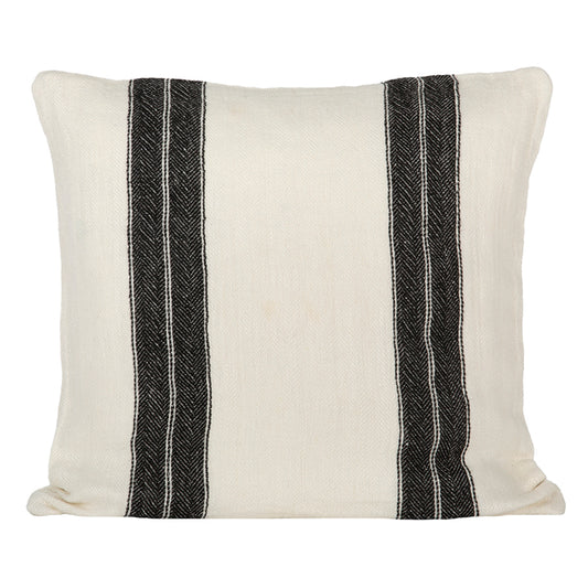 Funda Cojín Lino Sarthe Marfil/Negro 50x50 cm