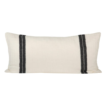 Funda Cojín Lino Sarthe Marfil/Negro 55x110 cm