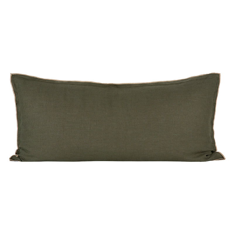 Funda Cojín Lino Seoni Kaki 55x110 cm