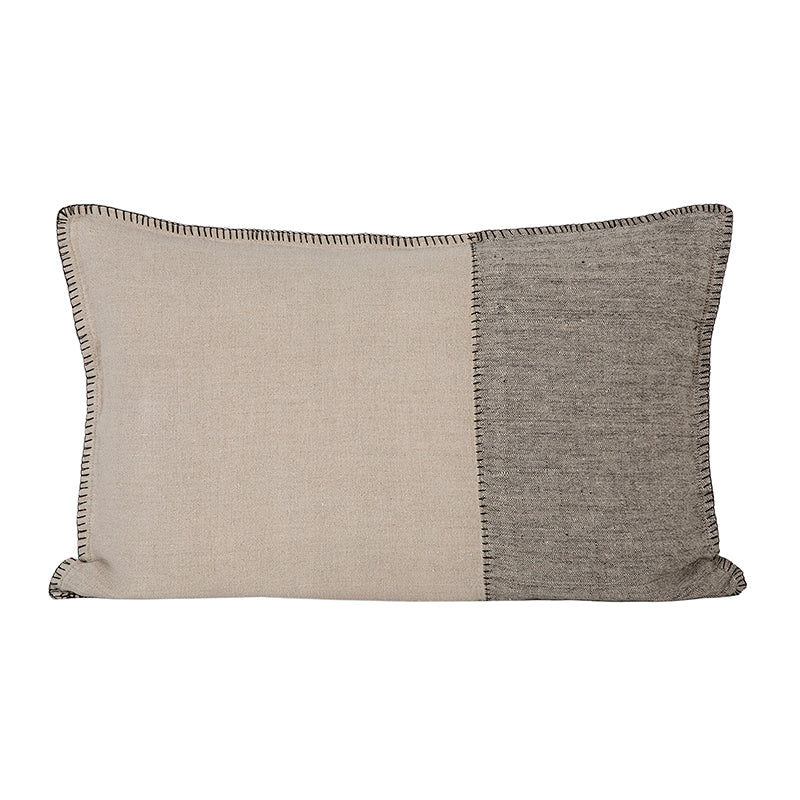 Funda Cojín Lino Aube Natural/Negro 40x60 cm
