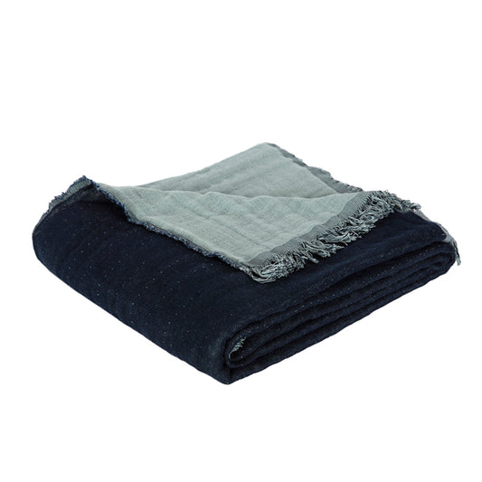 Manta Lino Baya Encre / Celadon