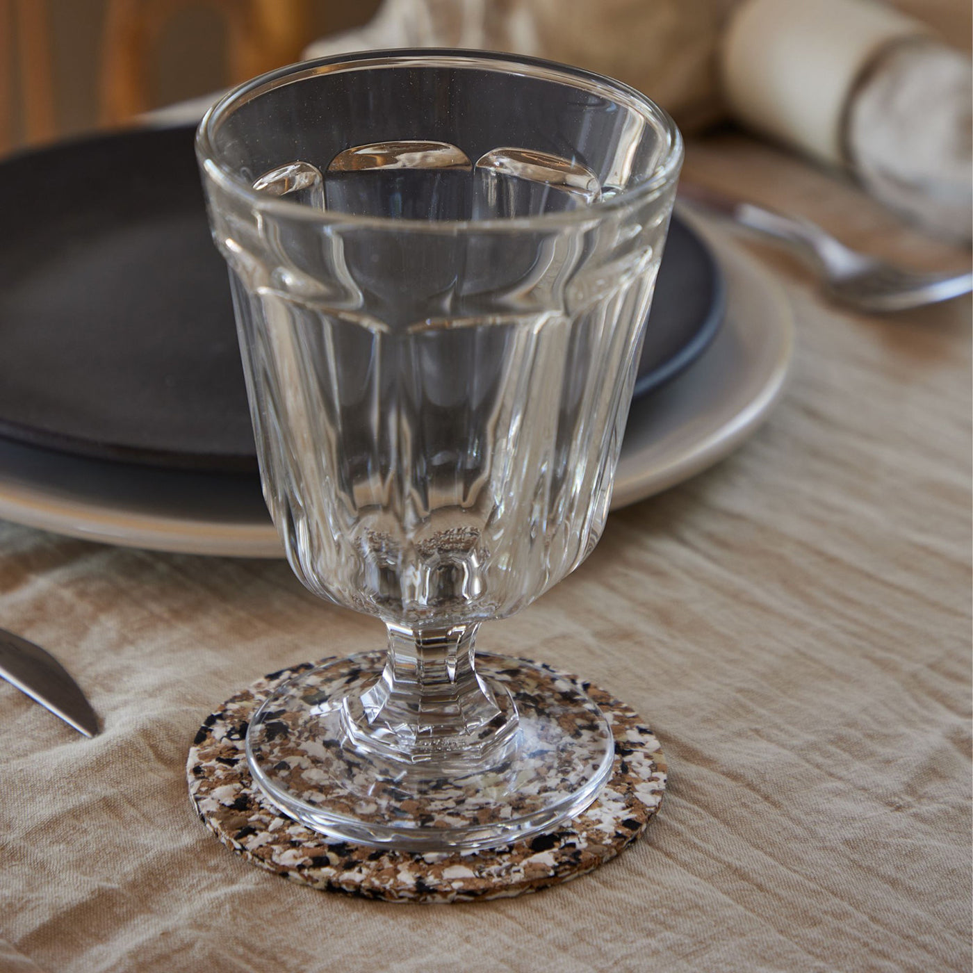 Set de 4 Posavasos Cork Blanco-Negro