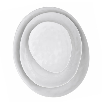 Loza Porcelino Blanco Ovalado Set de 6 Platos de Pan 16 cm