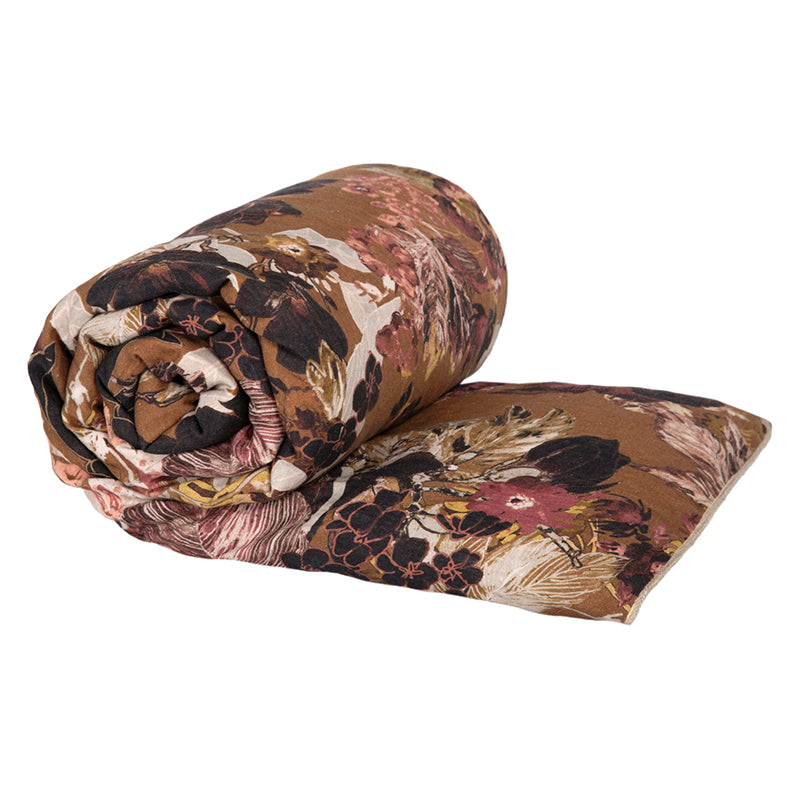 Funda Piecera Lino Estampada Sienne Gold 85x200 cm