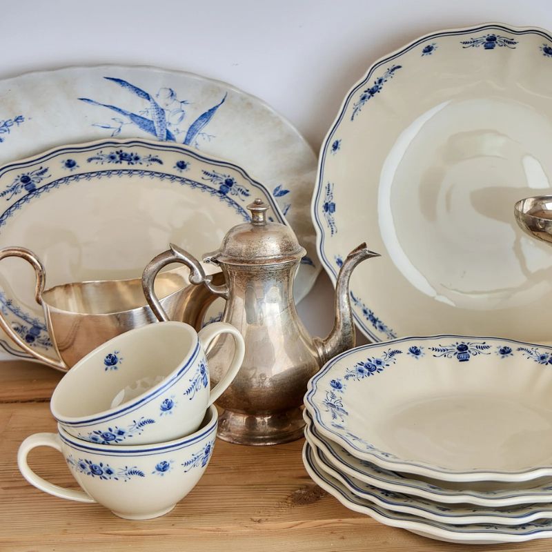 6 Tazas Té con Platillo VILA 26 cl Beige-Blue