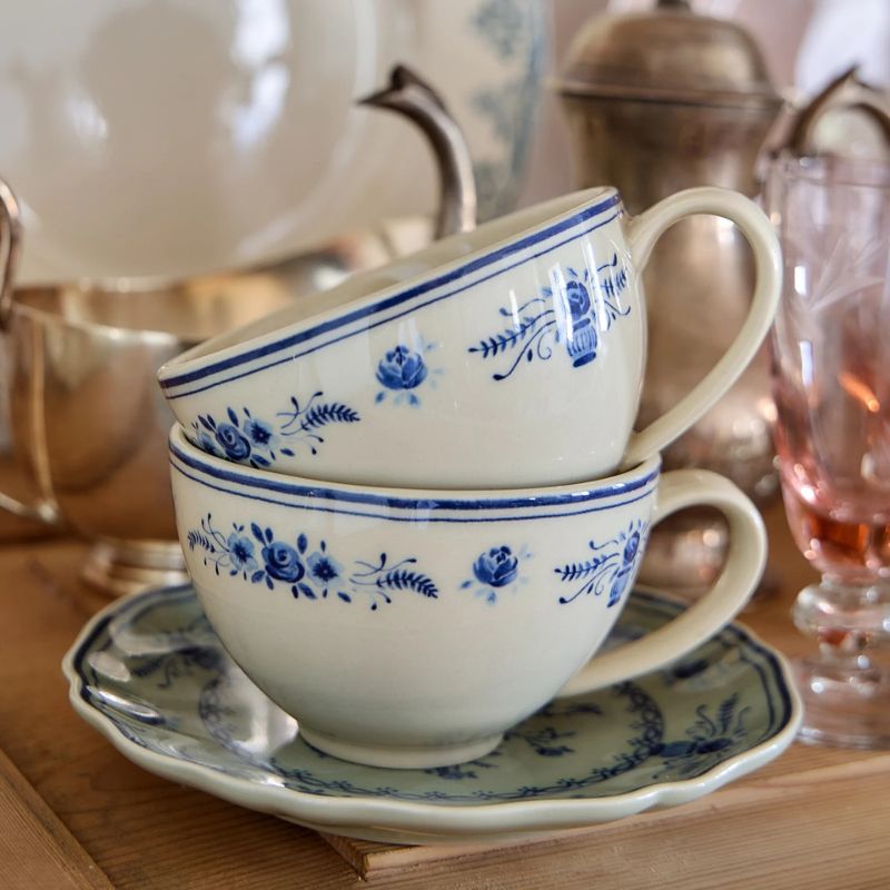 6 Tazas Té con Platillo VILA 26 cl Beige-Blue
