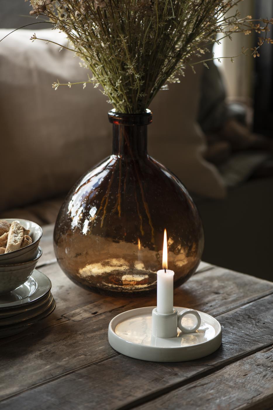 Botellón Florero de Vidrio Large Café Handblown