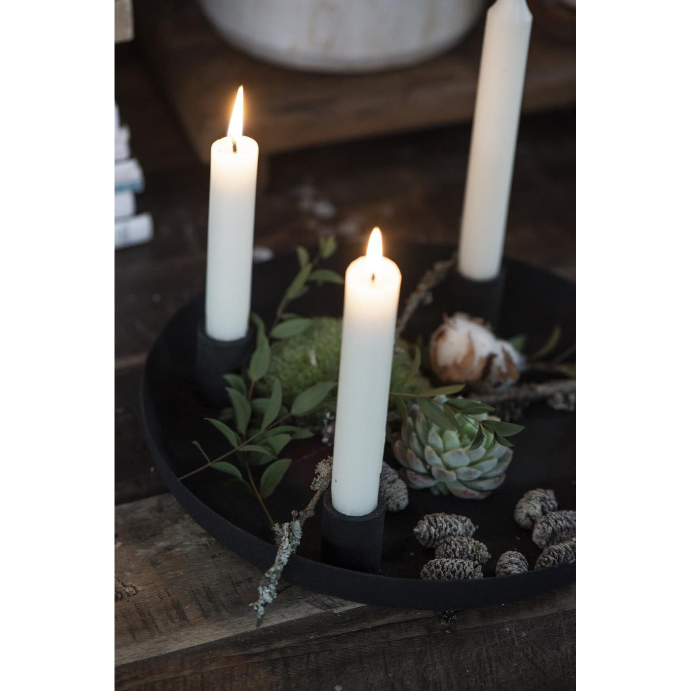 Portavela Metálico Negro 4 velas