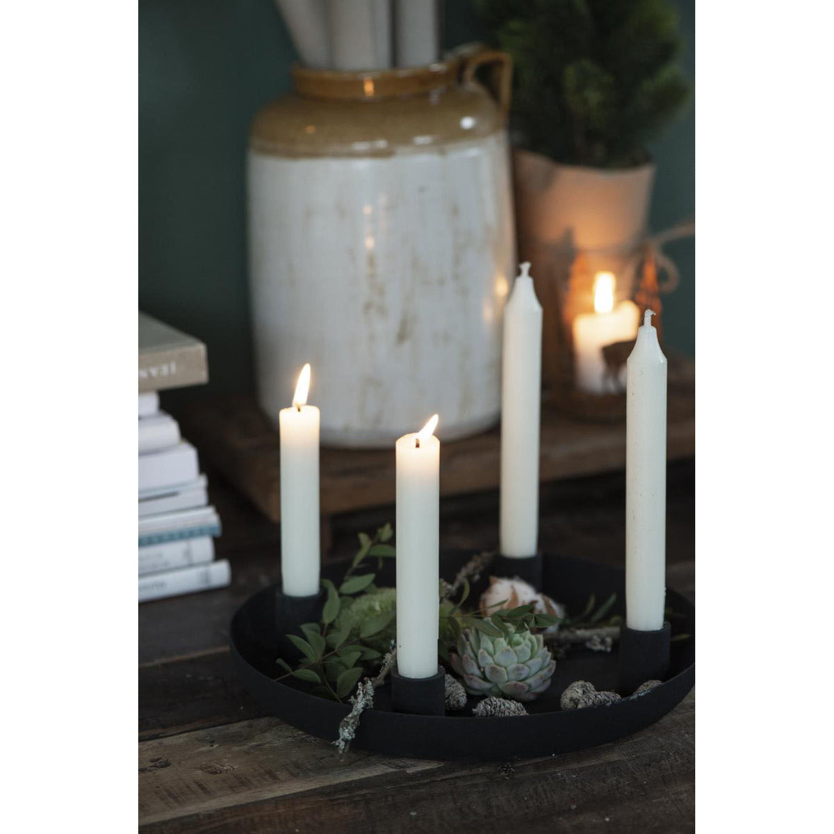 Portavela Metálico Negro 4 velas