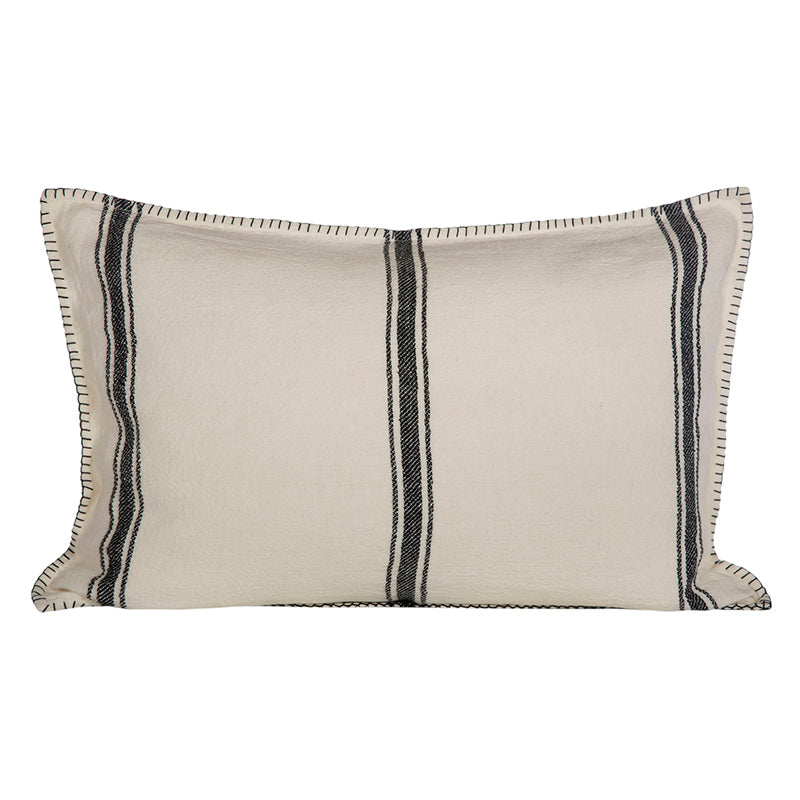 Funda Cojín Lino Niza Marfil/Negro 40x60 cm