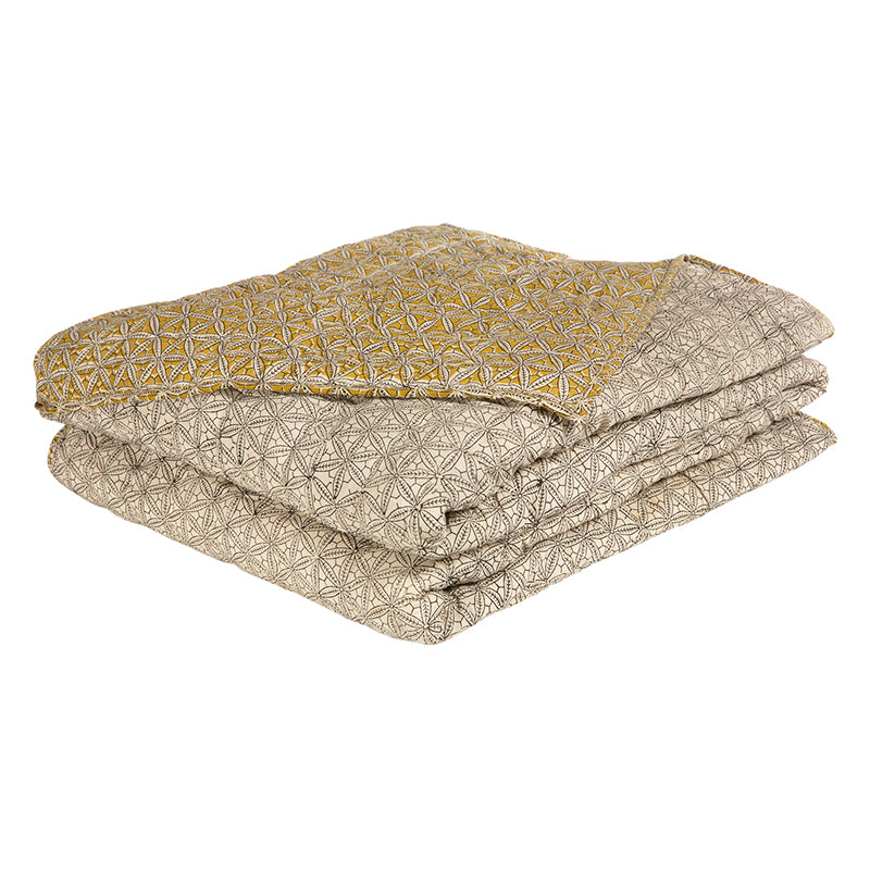 Cubrecama Algodón reversible Chennai Mustard Black
