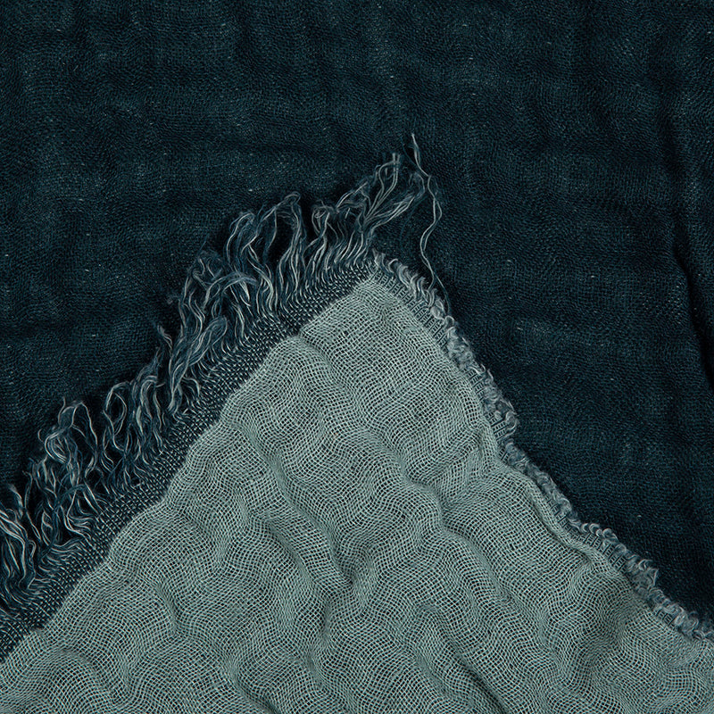 Manta Lino Baya Bleu de Prussse / Celadon