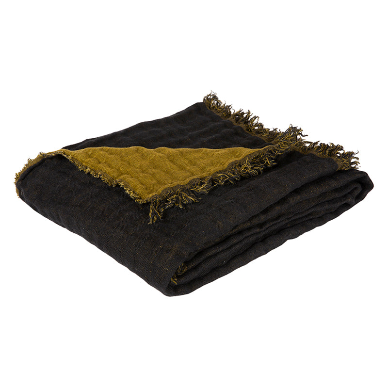 Manta Lino Baya Noir / Olive